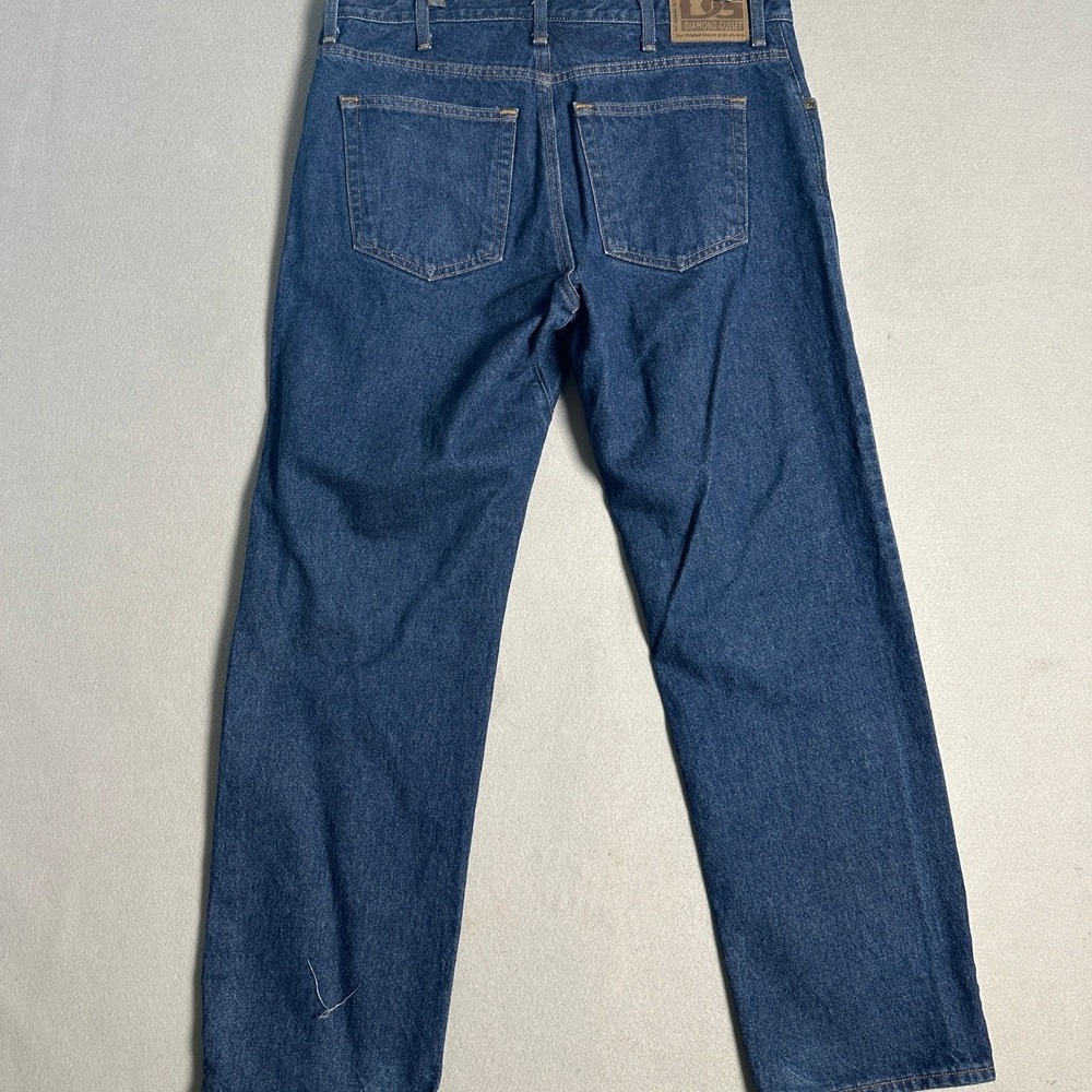 Vintage Diamond Gusset Jeans Mens Blue Denim Straight Leg Made In USA 35x30